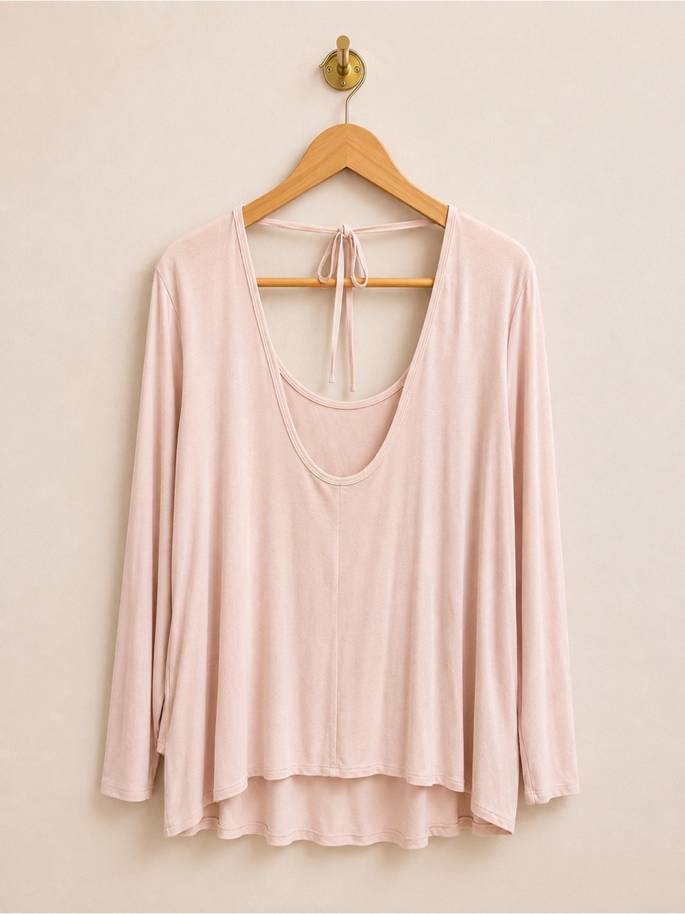 Aerie XX-Large Blush Pink Open Back Tie Long Sleeve Top